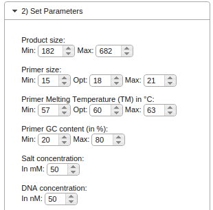 Choose parameters for automatic primer design
